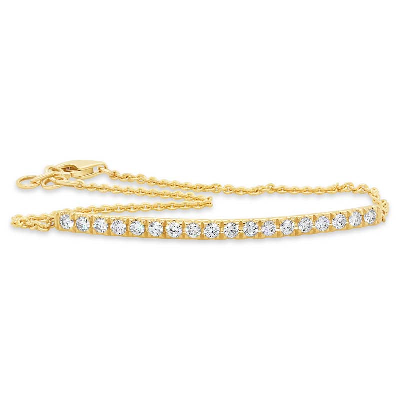 18k Yellow Gold Curved Bar Diamond Bracelet