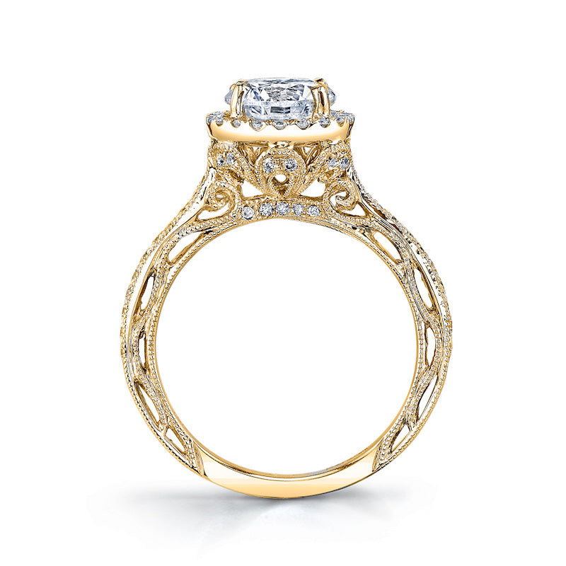 Victoria Intricate 18KY Halo Diamond Engagement Ring Setting. Part of the Lyria Collection