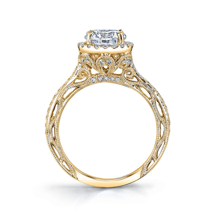 Victoria Intricate 18KY Halo Diamond Engagement Ring Setting. Part of the Lyria Collection