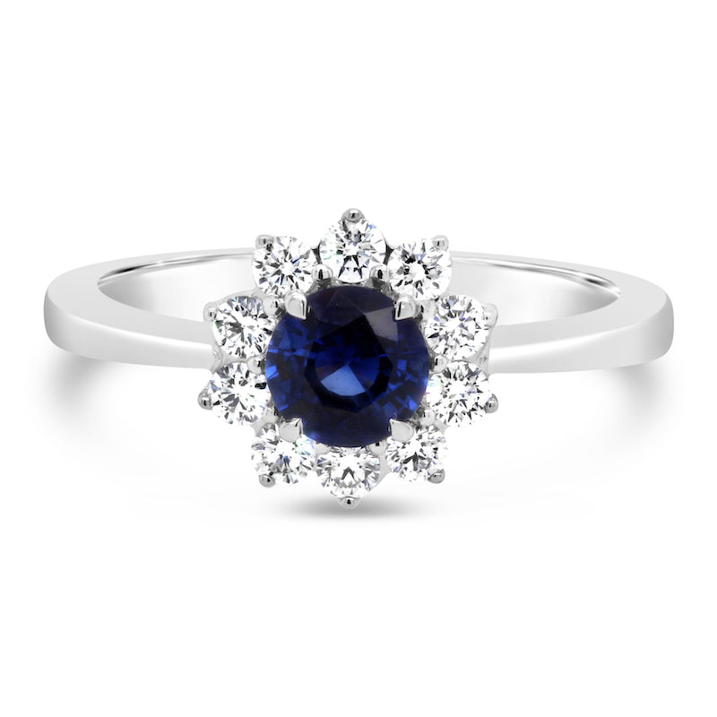 Stunning Sapphire and Diamond Halo Ring