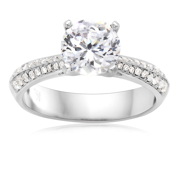 Platinum Knife Edge Pave Engagement Ring Mounting