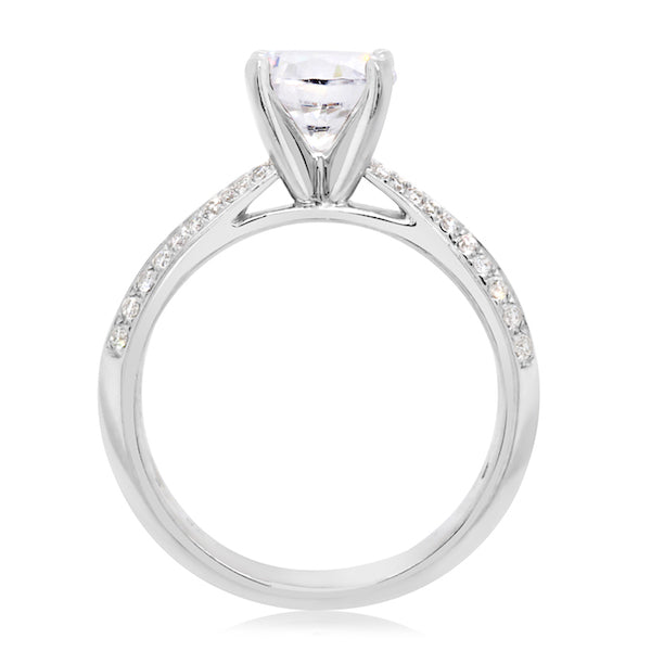 Platinum Knife Edge Pave Engagement Ring Mounting