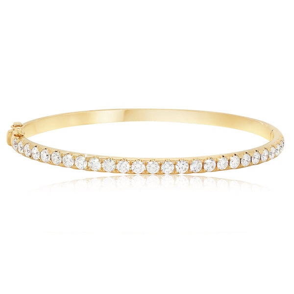 2.02 Carat Diamond 14K Yellow Gold Bangle Bracelet