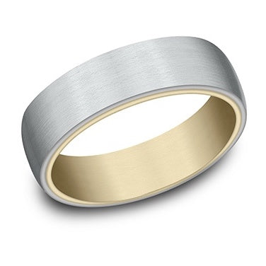 Two Tone 14K White & Yellow Gold Satin Ring