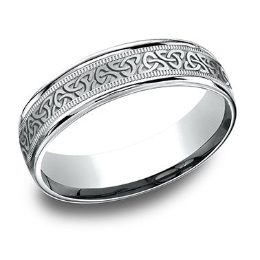 Intricate Cetric Love Knot Design 14K White Gold Band
