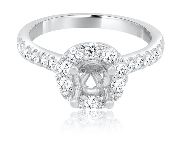 Platinum Distinctive Halo Prong-Set Engagement Ring Mounting