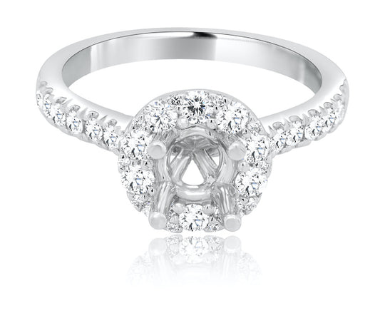 Platinum Distinctive Halo Prong-Set Engagement Ring Mounting