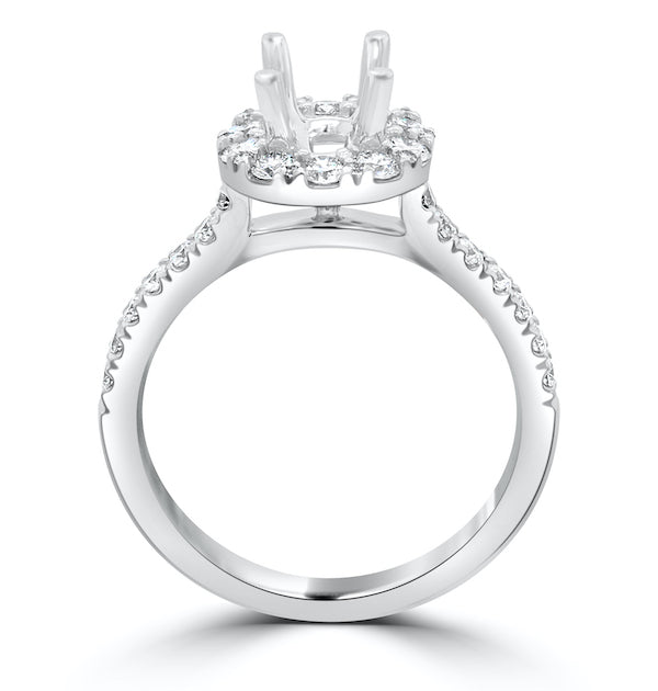 Platinum Distinctive Halo Prong-Set Engagement Ring Mounting