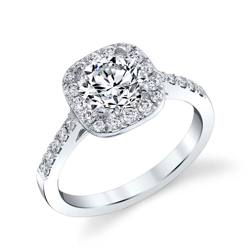 Jemma Cushion Shape Halo Platinum Diamond Engagement Ring Setting