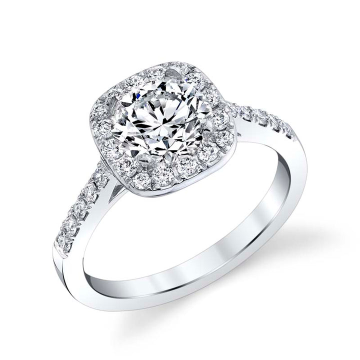 Jemma Cushion Shape Halo Platinum Diamond Engagement Ring Setting