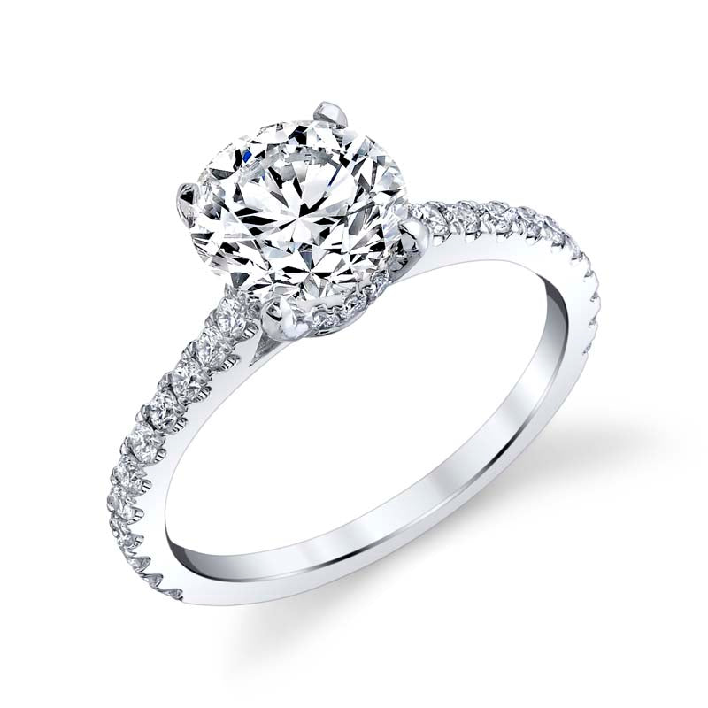 Luna Hidden Halo Platinum Diamond Engagement Ring Setting