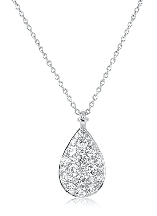 Pear-Shape Diamond Cluster 14K White Gold Pendant