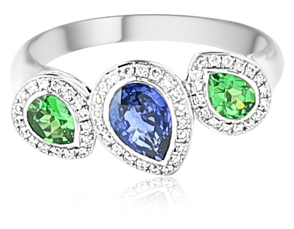 Sapphire and Tsavorite Ring
