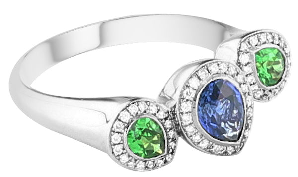 Sapphire and Tsavorite Ring