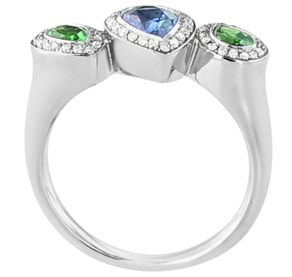 Sapphire and Tsavorite Ring