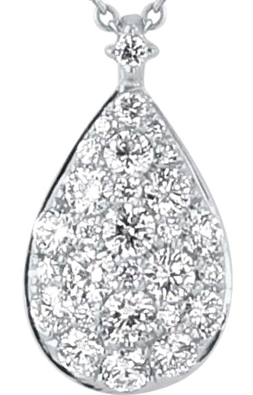 Pear-Shape Diamond Cluster 14K White Gold Pendant