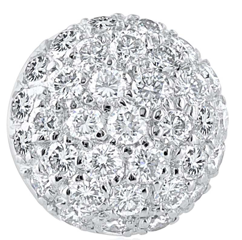 14kt White Gold 9mm Round Pave' Set Dia Cluster Earrings