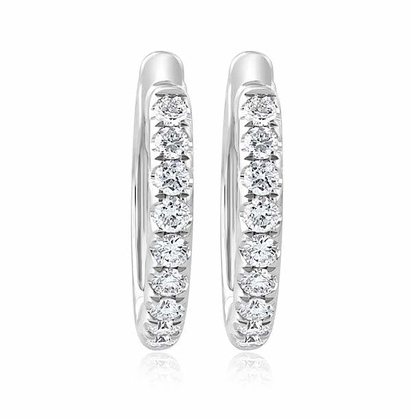 14k White Gold Diamond Huggies Earrings