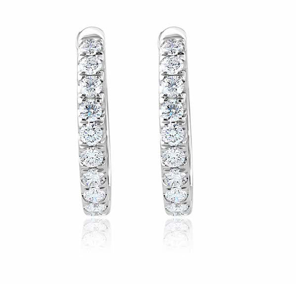 18kwg Split-Prong Hoop Diamond Earrings