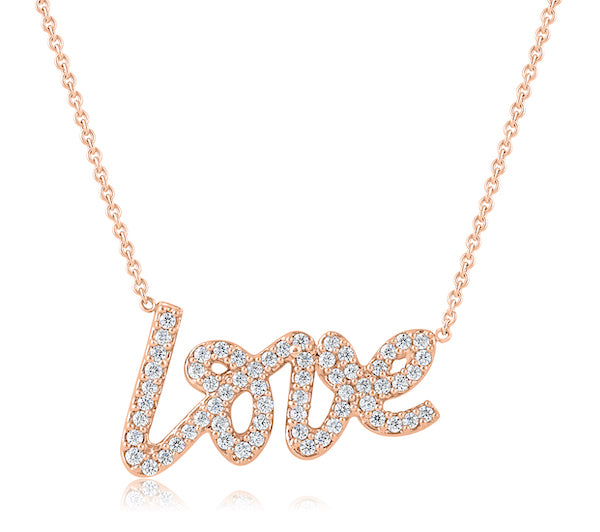 Love Script 14kt Rose Gold Diamond Pendant