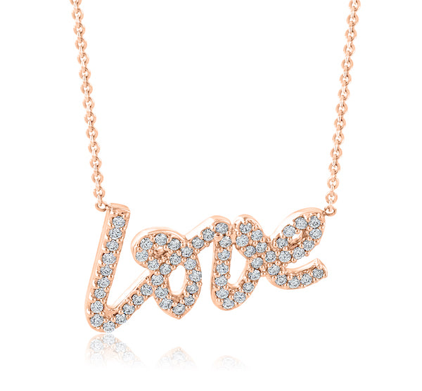 Love Script 14kt Rose Gold Diamond Pendant