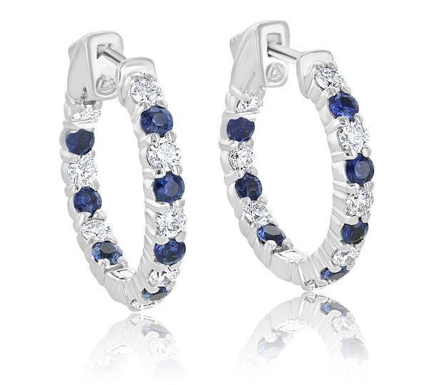 Blue Sapphire & Diamond Inside Out Earrings