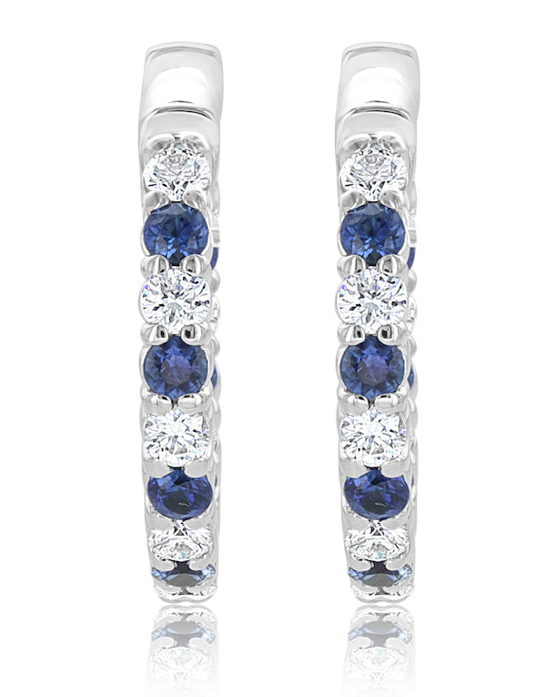 Blue Sapphire & Diamond Inside Out Earrings