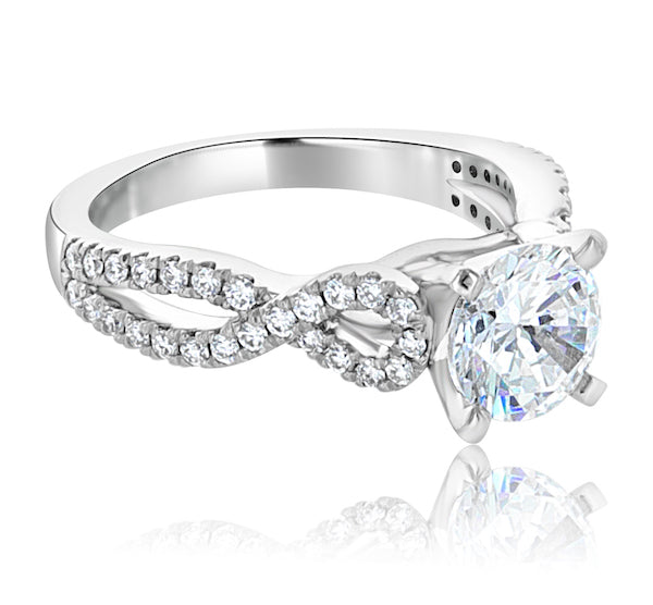 Twisted 0.35 Carat Diamond Platinum Engagement Ring Setting