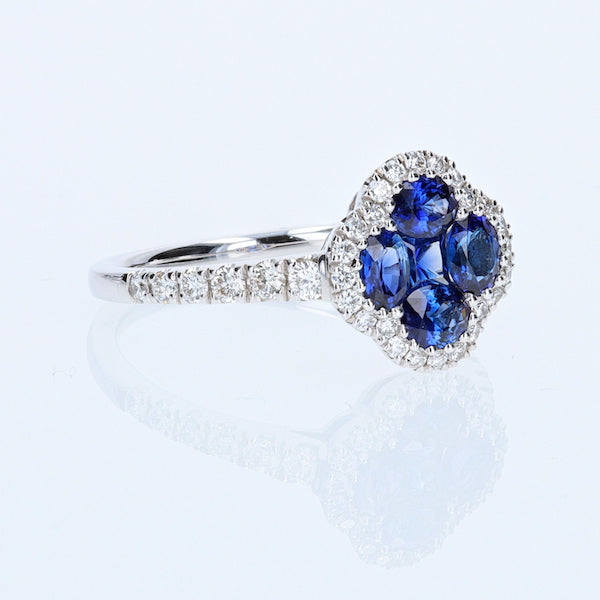 Sapphire and Diamond Ring 18K White Gold