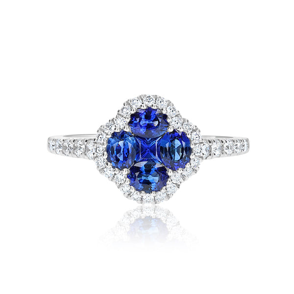 Sapphire and Diamond Ring 18K White Gold