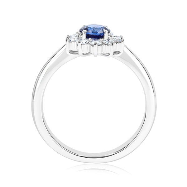 Stunning Sapphire and Diamond Halo Ring