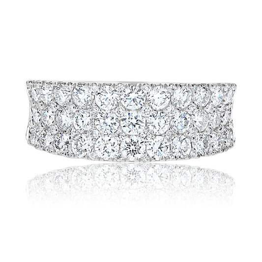 Five-Row 1.76 Carat Diamond 18K White Gold Pave Design Band