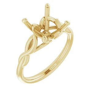Decorative Open Braid 14K Yellow Gold Engagement Ring Mounting