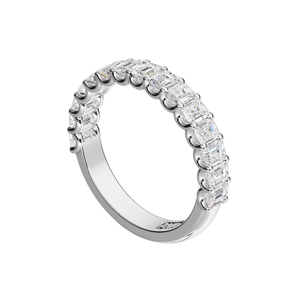 2.75 Carat Emerald-Cut Diamond Halfway Platinum Band