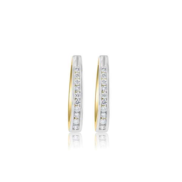 Two-Tone 0.40 Carat Diamond Hoop 14K Yellow & White Gold Earrings
