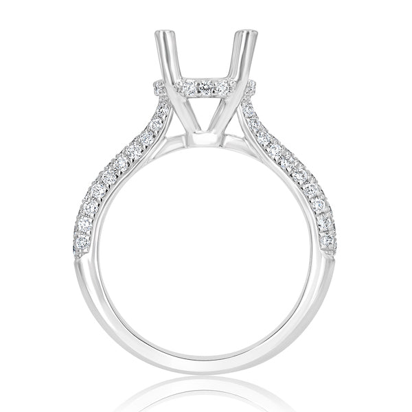 Pavé-Style 0.74 Carat Diamond Platinum Engagement Ring Setting