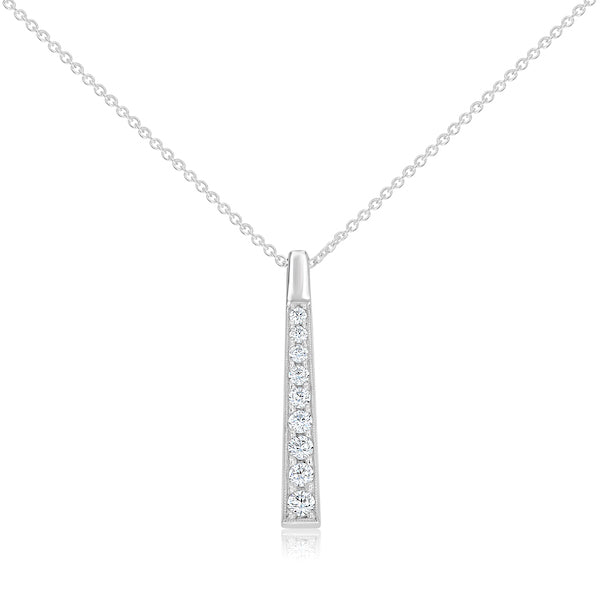 Nine-Stone 0.45 Carat Diamond Drop Platinum Bar Pendant