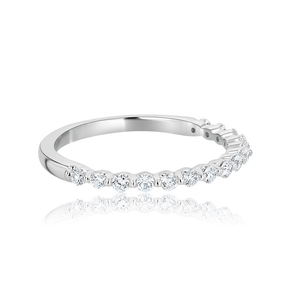 Light 0.34 Carat Diamond Minimal Prong 14K White Gold Wedding Band