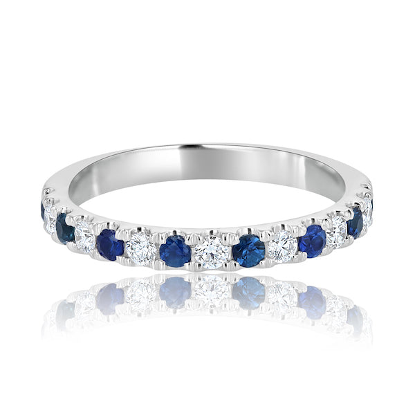 Alternating 0.48 Carat Sapphire & 0.24 Carat Diamond 14K White Gold Wedding Band