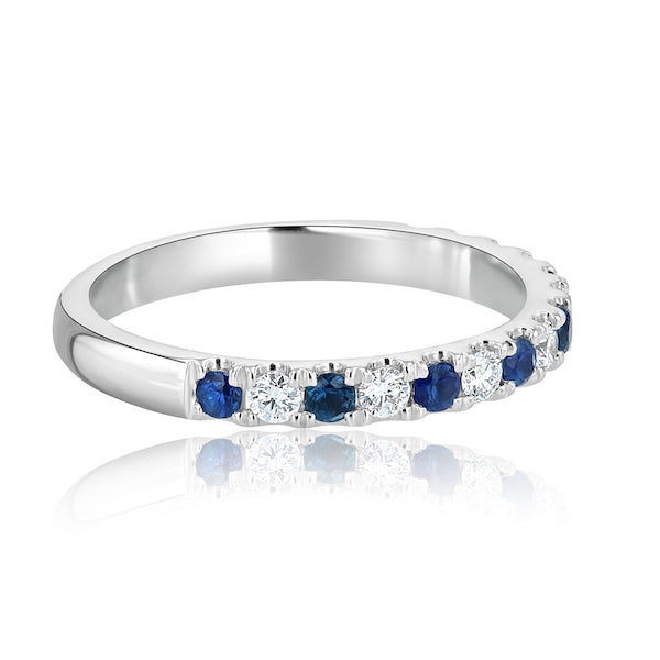 Alternating 0.48 Carat Sapphire & 0.24 Carat Diamond 14K White Gold Wedding Band