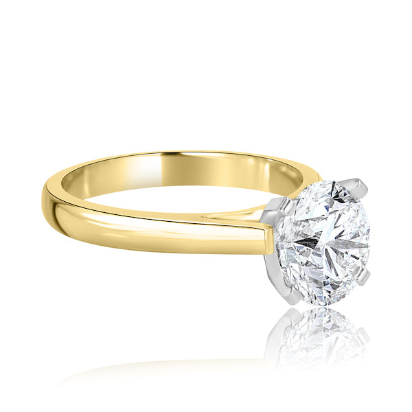 Cathedral-Style 18K Yellow Gold & Platinum Four-Prong Engagement Ring Mounting