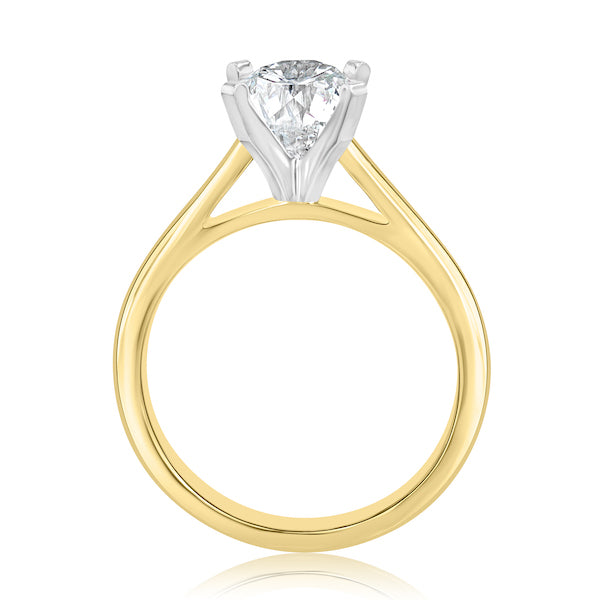 Cathedral-Style 18K Yellow Gold & Platinum Four-Prong Engagement Ring Mounting