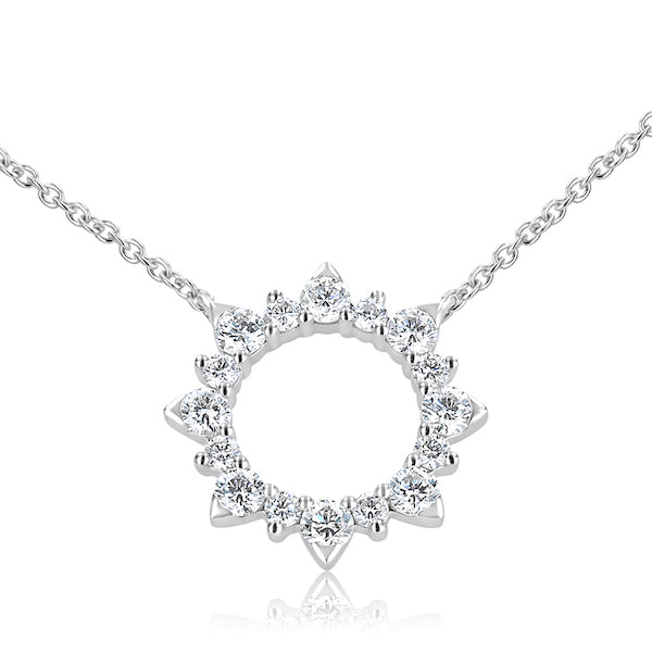 "Solar" Open Circle 0.64 Carat Diamond 18K White Gold Pendant