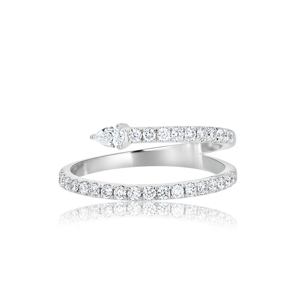 Arrow-Style 0.45 Carat Diamond 18K White Gold Wrapped Fashion Ring