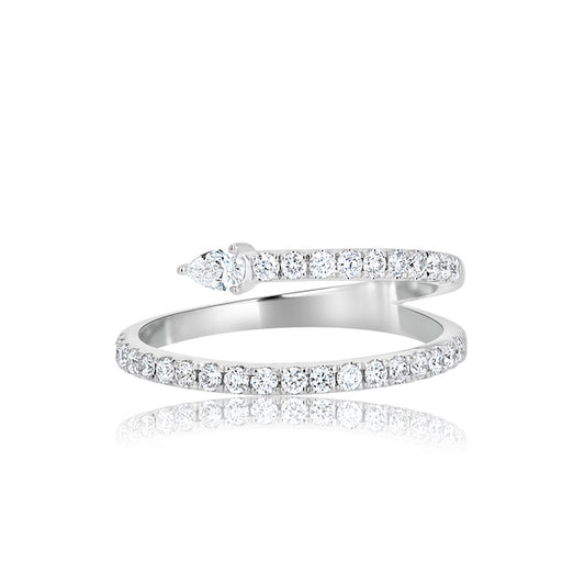 Arrow-Style 0.45 Carat Diamond 18K White Gold Wrapped Fashion Ring
