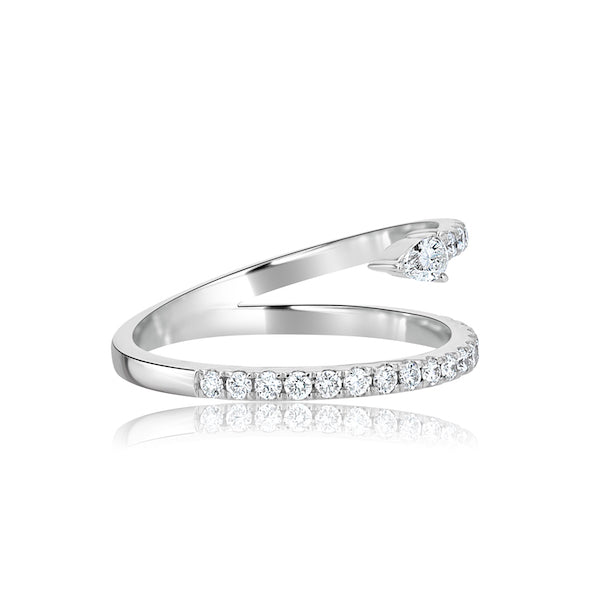 Arrow-Style 0.45 Carat Diamond 18K White Gold Wrapped Fashion Ring