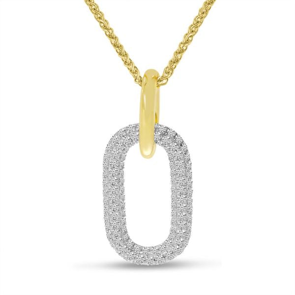 Embellished Diamond Pave 14K Yellow & White Gold Paperclip Pendant
