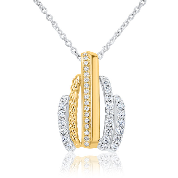 Versatile Two-tone Diamond Skyscraper 18K Yellow & White Gold Pendant