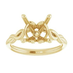 Decorative Open Braid 14K Yellow Gold Engagement Ring Mounting