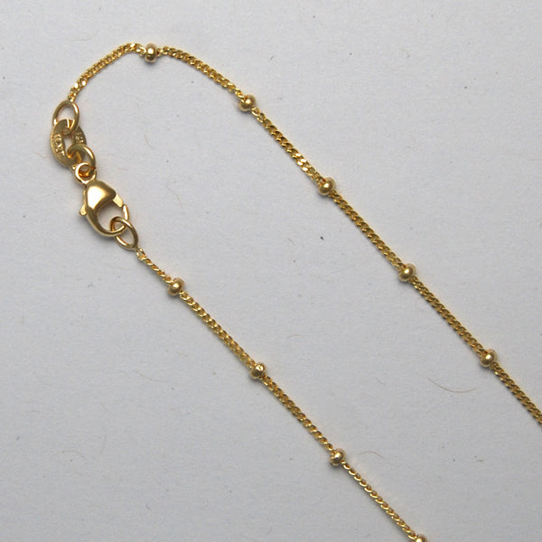 Beaded 18" 14K Yellow Gold Curb Chain